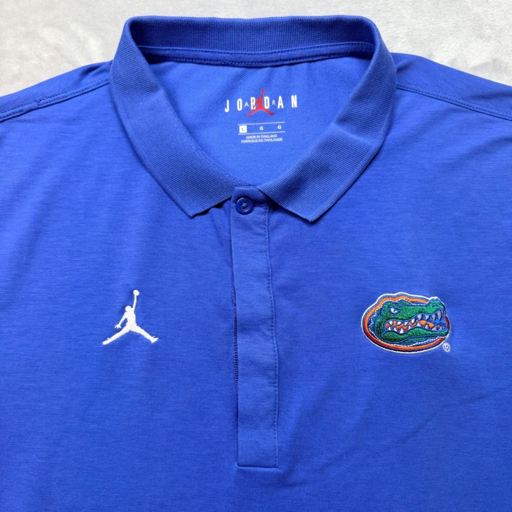 Jordan Florida Gators Mens Blue Dri-FIT Cotton Blend Polo Shirt AT8024-480 L